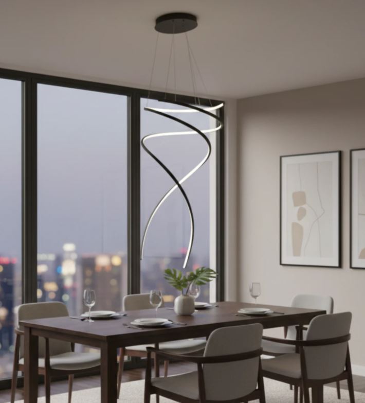 Modern Spiral LED Pendant Light – Double Helix Design