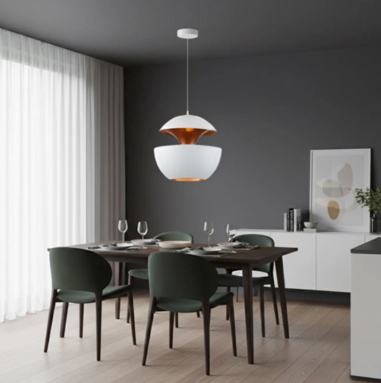 Modern White and Copper Aluminium Pendant Light – Stylish Fixture