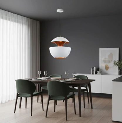 Modern White and Copper Aluminium Pendant Light – Stylish Fixture